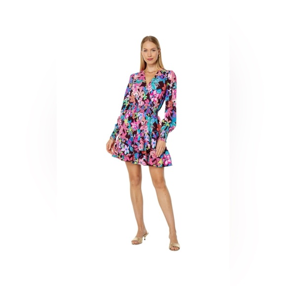 knee length dresses for ladies CRISTIANA LONG SLEEVE STRETCH DRESS, CONCH SHELL PINK RUMOR HAS IT main image 1